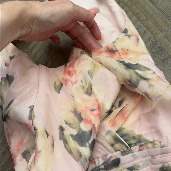 IEENA FOR MAC DUGGAL
Light Pink Floral Print Asymmetrical Ruffle Hem Dress - Picture 9 of 15